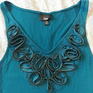 Teal zipper detailed tank top